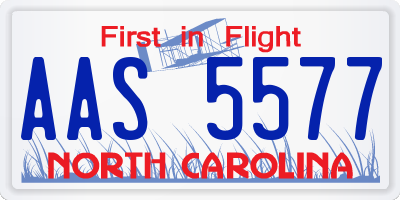 NC license plate AAS5577