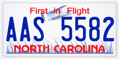 NC license plate AAS5582
