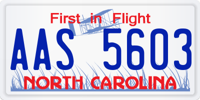 NC license plate AAS5603