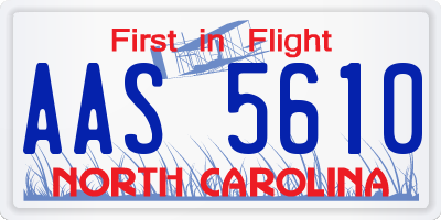 NC license plate AAS5610