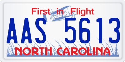 NC license plate AAS5613