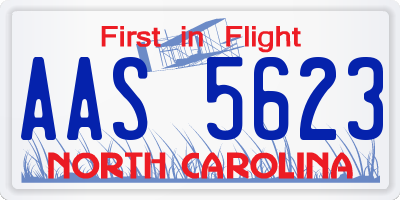 NC license plate AAS5623