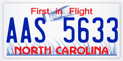 NC license plate AAS5633
