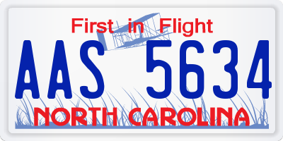 NC license plate AAS5634
