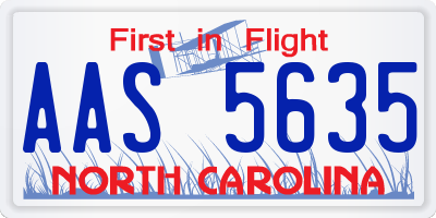 NC license plate AAS5635