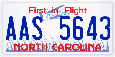 NC license plate AAS5643
