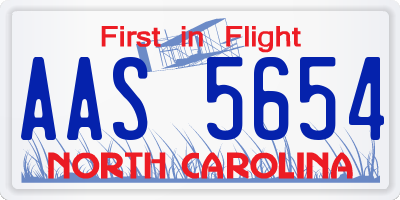 NC license plate AAS5654