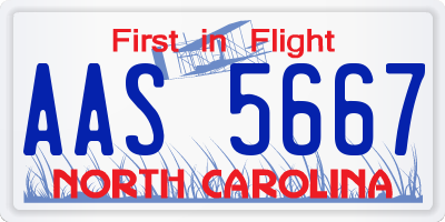 NC license plate AAS5667