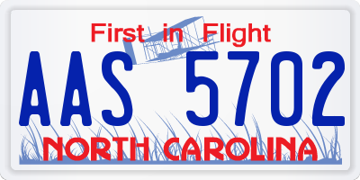 NC license plate AAS5702