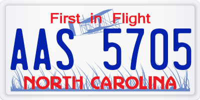 NC license plate AAS5705