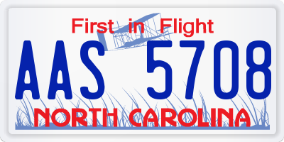 NC license plate AAS5708