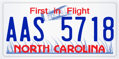 NC license plate AAS5718