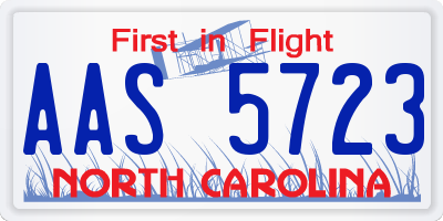 NC license plate AAS5723