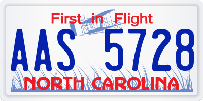 NC license plate AAS5728