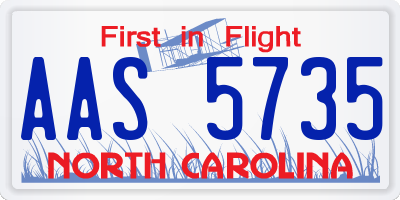 NC license plate AAS5735