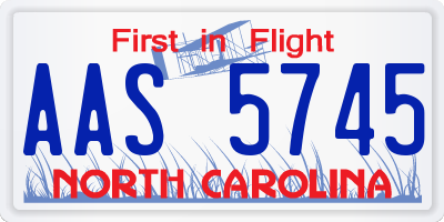 NC license plate AAS5745