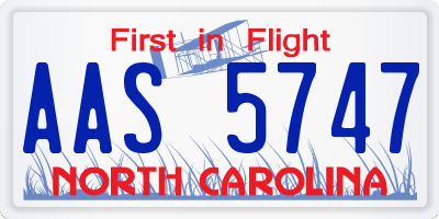 NC license plate AAS5747
