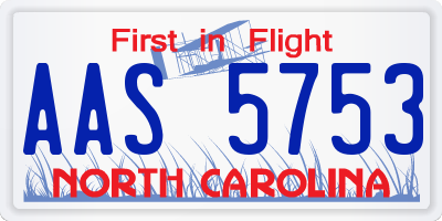 NC license plate AAS5753