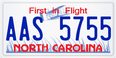 NC license plate AAS5755