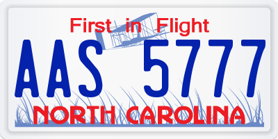 NC license plate AAS5777