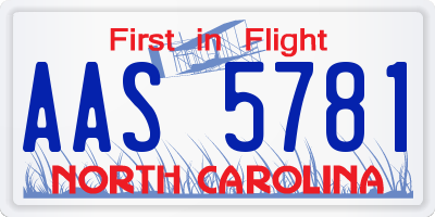 NC license plate AAS5781