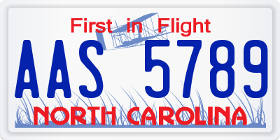 NC license plate AAS5789