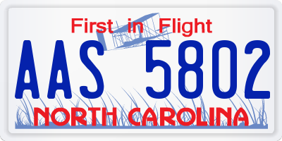 NC license plate AAS5802