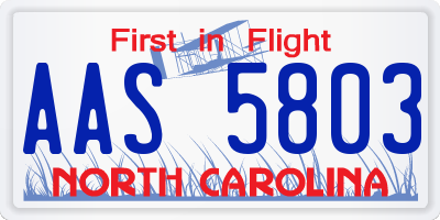 NC license plate AAS5803