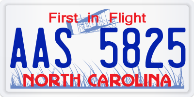 NC license plate AAS5825