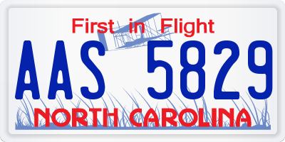 NC license plate AAS5829