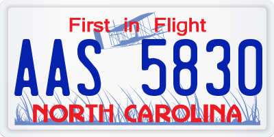 NC license plate AAS5830