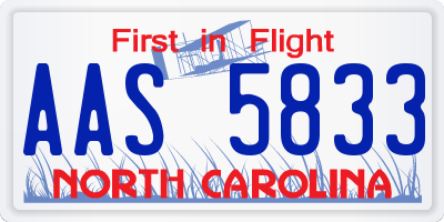 NC license plate AAS5833