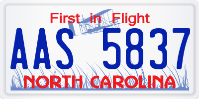 NC license plate AAS5837
