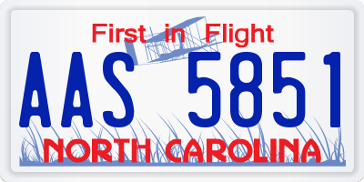 NC license plate AAS5851