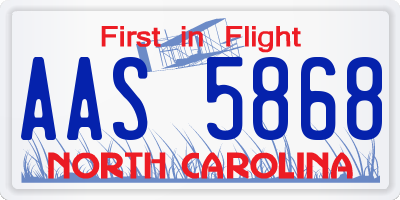 NC license plate AAS5868