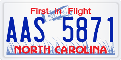 NC license plate AAS5871