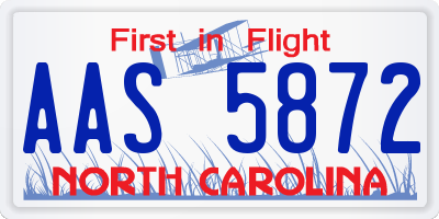NC license plate AAS5872