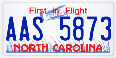 NC license plate AAS5873