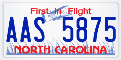 NC license plate AAS5875