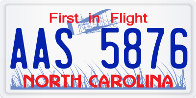NC license plate AAS5876