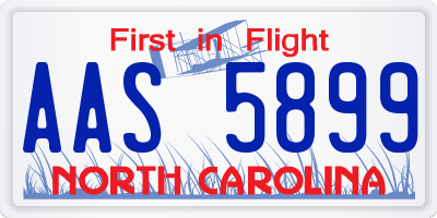 NC license plate AAS5899