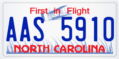 NC license plate AAS5910