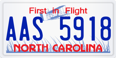 NC license plate AAS5918