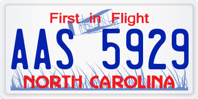 NC license plate AAS5929