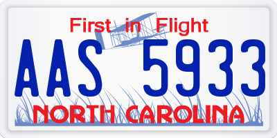 NC license plate AAS5933