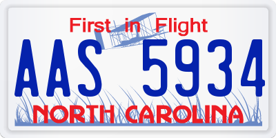 NC license plate AAS5934