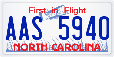 NC license plate AAS5940