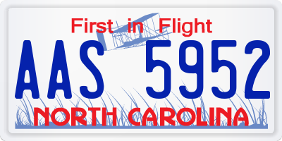 NC license plate AAS5952
