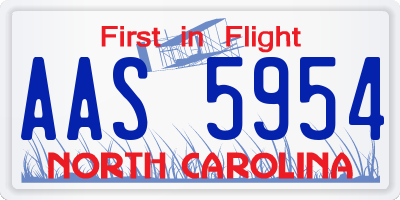 NC license plate AAS5954