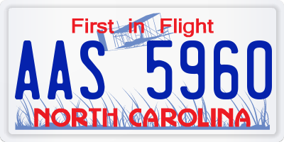 NC license plate AAS5960